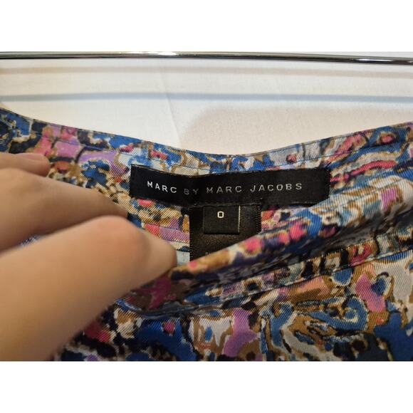 Y2K Marc By Marc Jacobs Colorful Pleated 100% Silk Straight Cropped Pants US 0 - Picture 6 of 8